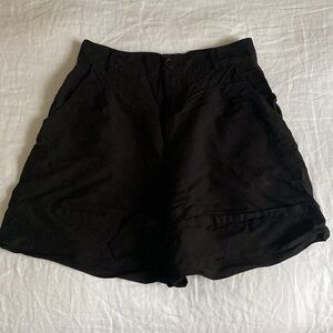 Eve Gravel Womens S Linen Blend Clarence Shorts Black Noir Thick Hem High Waist